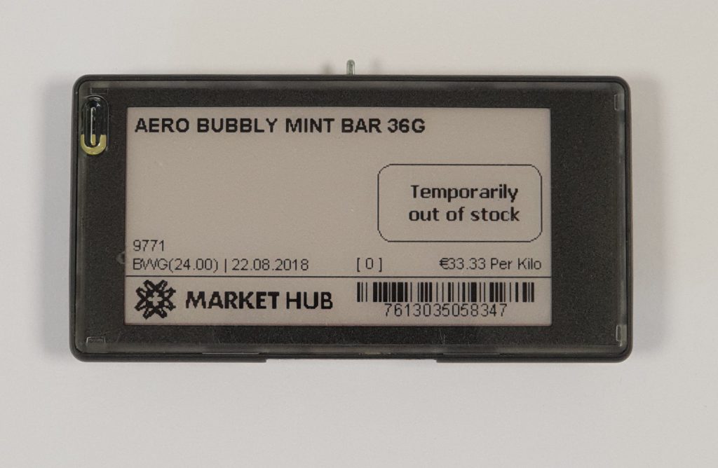 Electronic price label, out of stock message